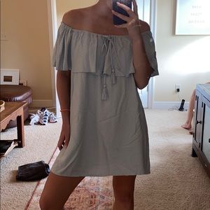 Lulu’s light blue off the shoulder dress